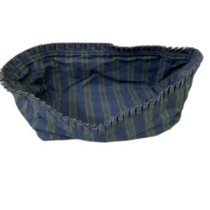 Longaberger Ruffled Tartan blue/ grn Basket Liner Cotton 12”x 6”x 5” tall USA